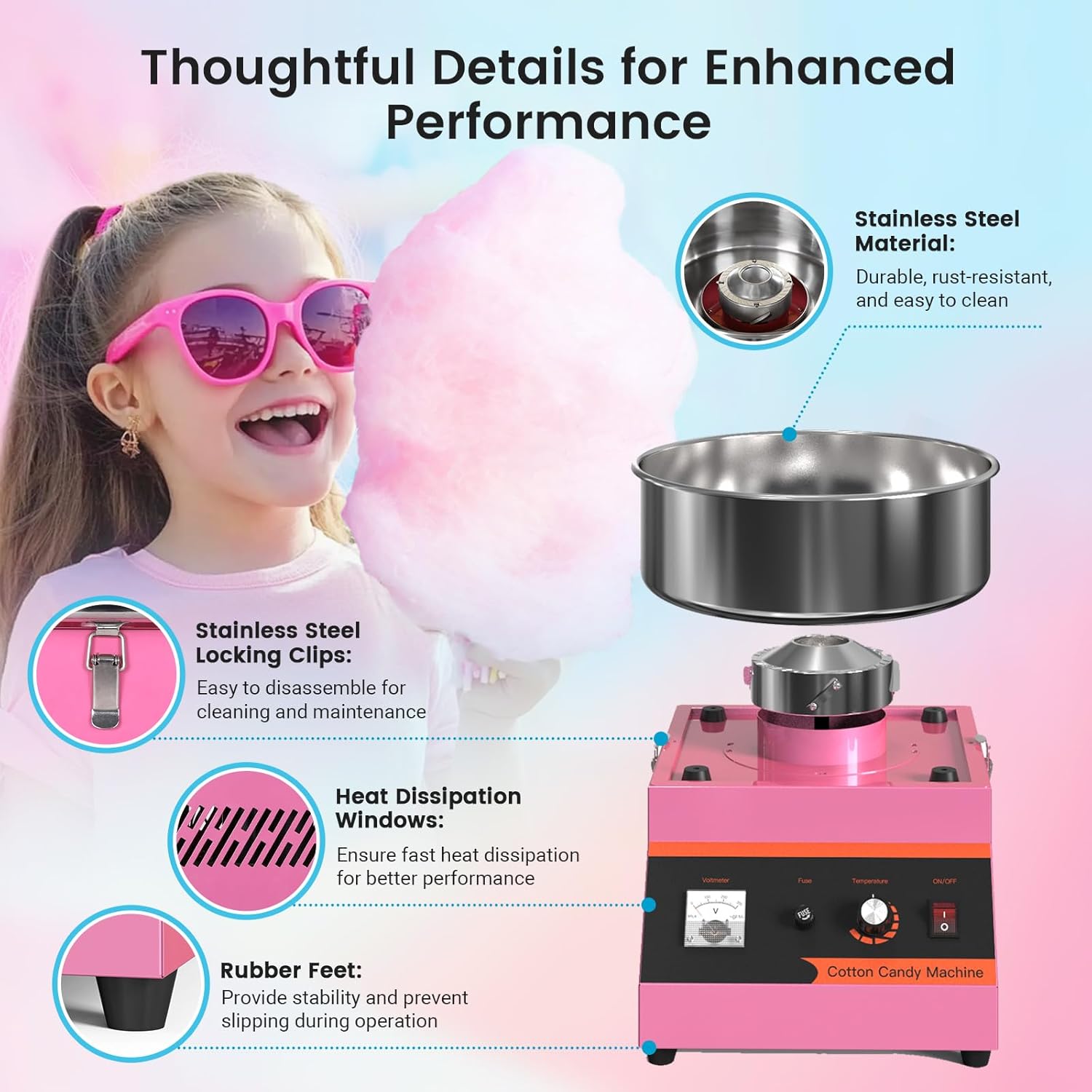 Máquina de Algodón de Azúcar E - Candy Floss Machine reseña y precio