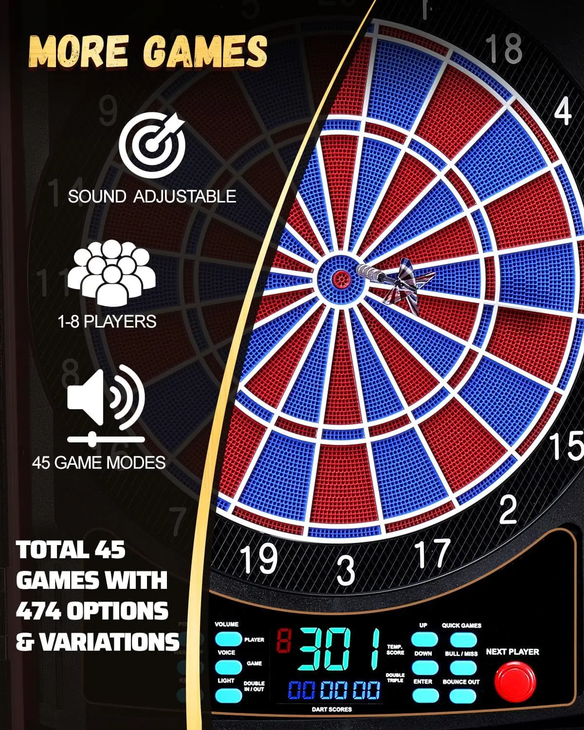 Tablero de dardos electrónico, - Electronic Dartboard Cabinet reseña y precio